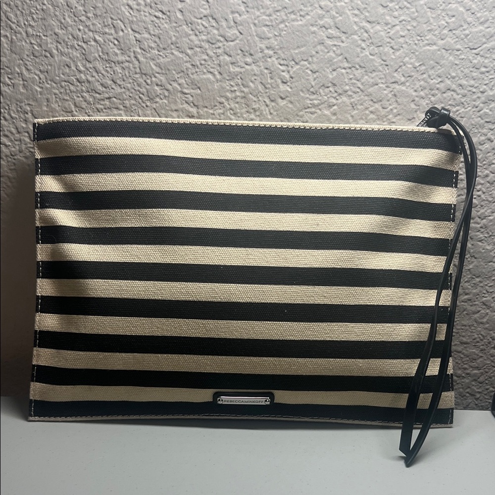Rebecca Minkoff Black and Cream Striped Clutch